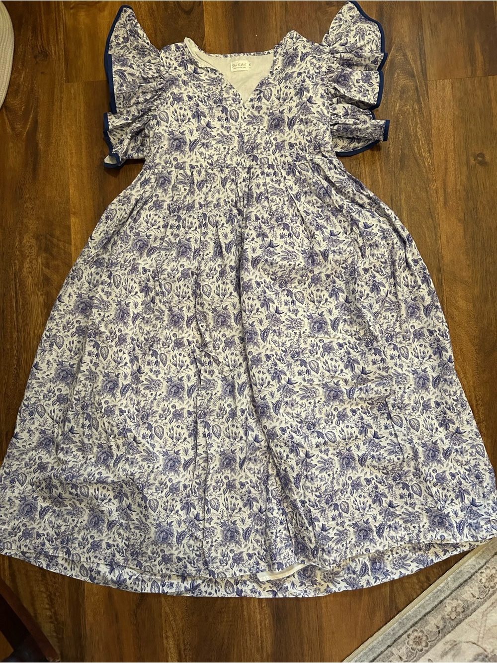 Shop the Mint Women’s Blue Floral Flutter Sleeve Dress